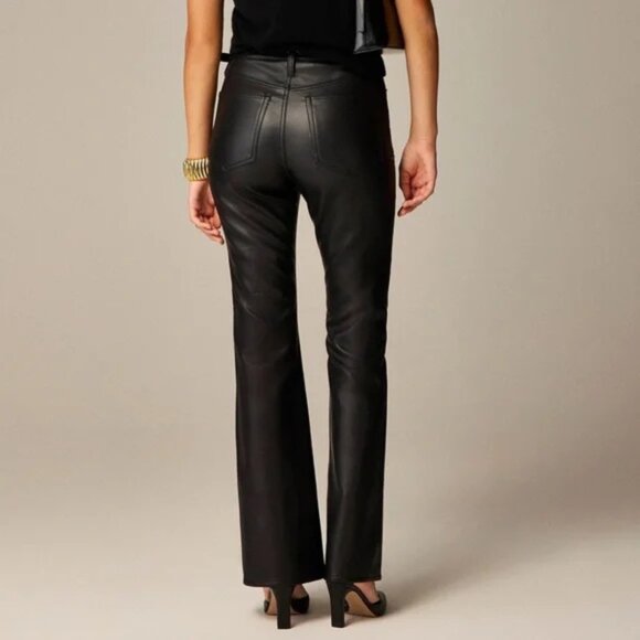 J. Crew High-Rise Bootcut Pants in Faux Leather Black - Picture 2 of 11